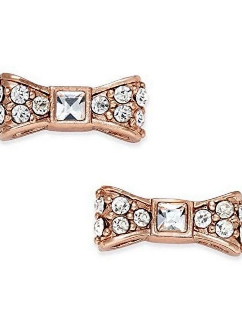 Kate Spade Ready Set Bow Earrings Rose Gold Stud Designer Jewelry Pink White